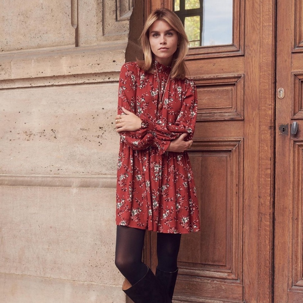 SEZANE OLIVIA DRESS  FOLK TOMETTE PRINT